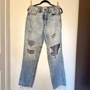 Daze Light Blue Distressed Straight Leg Jeans